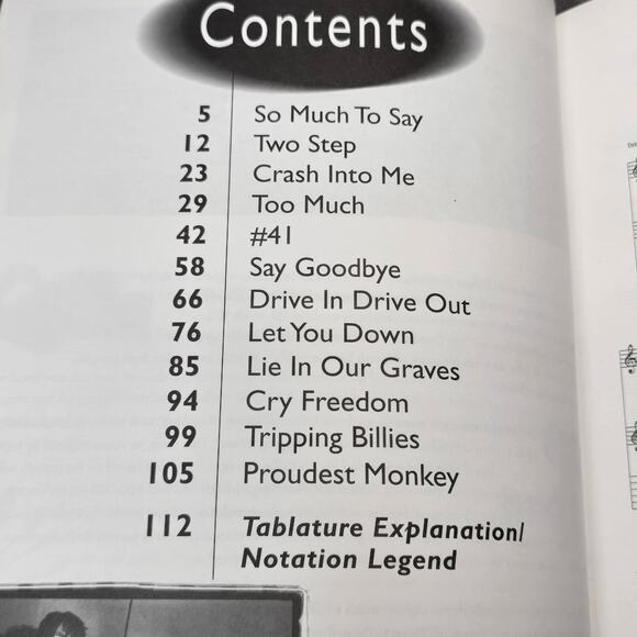 Cherry Lane Dave Matthews Band Sheet Music Easy Guitar Tablature Book with Riffs - Picture 2 of 6